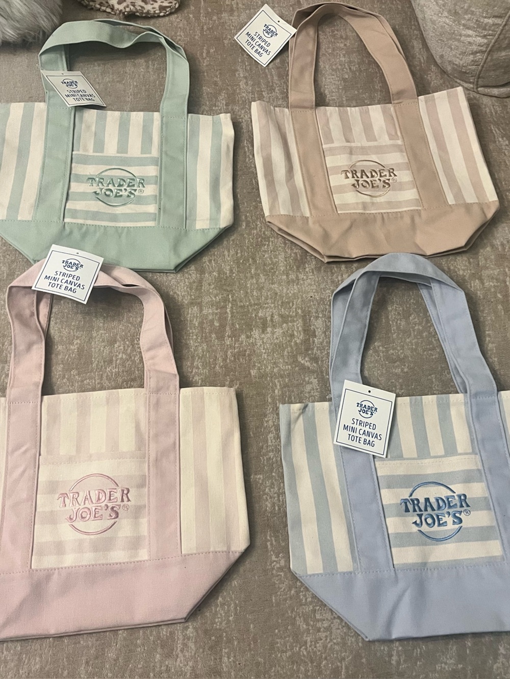 Trader Joe's striped mini totes 3 colors available